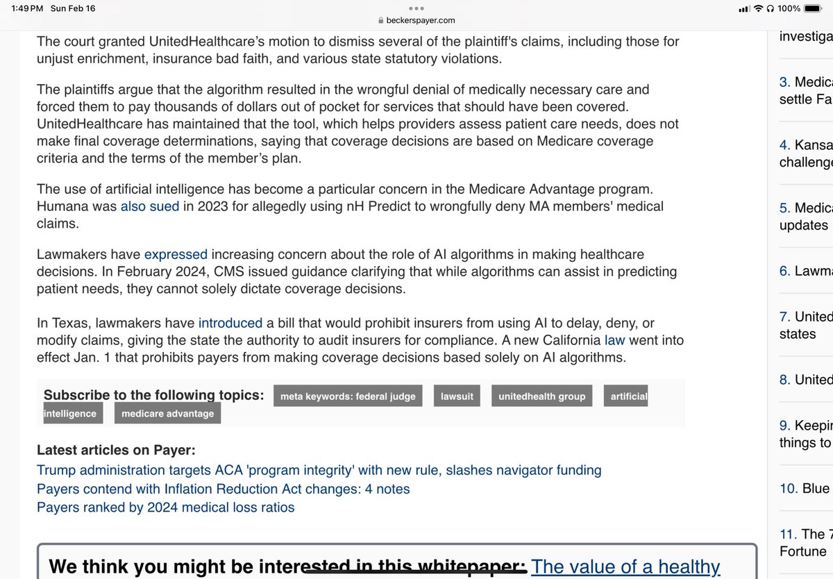 Ed Gaines (@edgainesiii) on Twitter photo I will take the over that <a href="/UHC/">UnitedHealthcare</a> settles this case fairly quickly now that the federal court has ruled that the #MedicareAdvantage benies familiesā claims may proceed to trial, settlement of course subject to confidentiality & no admission of liability. It is Unitedās modus I will take the over that <a href="/UHC/">UnitedHealthcare</a> settles this case fairly quickly now that the federal court has ruled that the #MedicareAdvantage benies familiesā claims may proceed to trial, settlement of course subject to confidentiality & no admission of liability. It is Unitedās modus