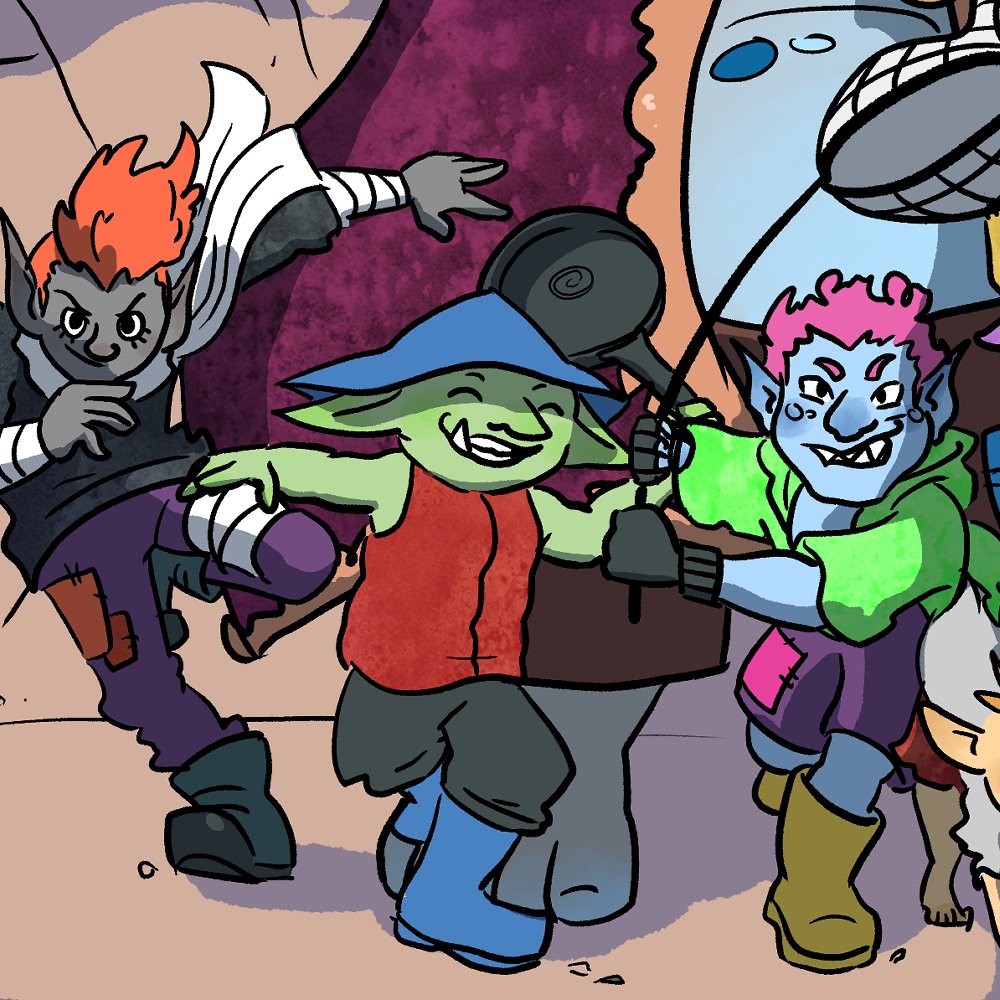 mortdraws's tweet photo. Another little peek at White Fluffy! This page had so many wily characters and fun poses, it was such a delight to work on ✨️ bring on the rain goblins! If you're interested in a copy of the book, please DM me! https://t.co/apEj8NwUSP