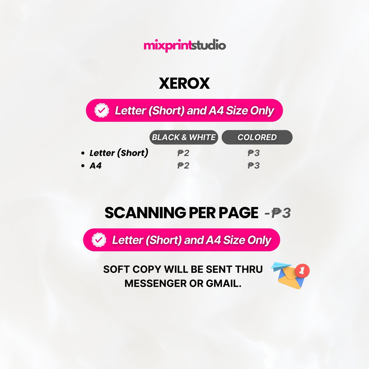 MixprintStudio's tweet image. Mix Print Studio – PRINT | SCAN | XEROX – Open 24/7! ✨

📷 Student-budget friendly rates
📷 Fast &amp;amp; reliable
📷 Home-based, open 24/7!
📷 Bulk orders? Special requests? We got u! ❤️

Location: Area C, Dasmariñas Cavite

- DM us for orders and inquiries!