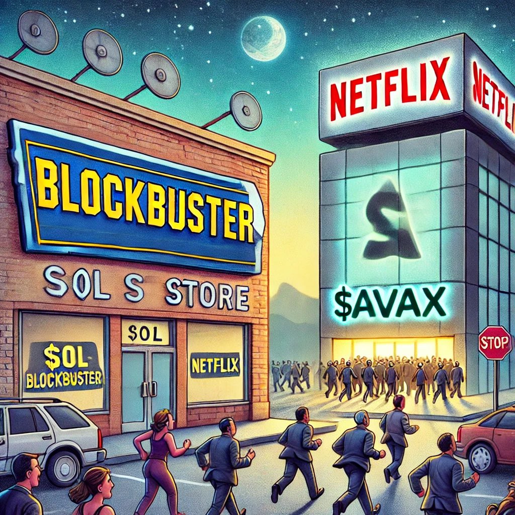 mcfly_og's tweet photo. $SOL is like Blockbuster in 2008—still open, but we all know how this ends. Meanwhile, $AVAX is Netflix in beast mode. Time to stream your liquidity in the right direction. 📡🔺🔺🔺 #Avalanche #SOLtoAVAX $ket $wink $waifu $blub @BlubBlobCoin https://t.co/HzK6A9PPJt