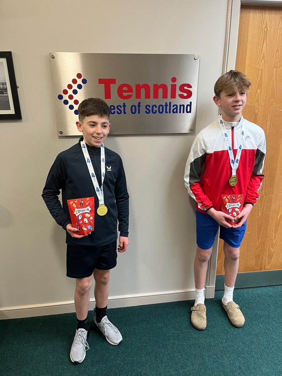 Tennis: A great start to the half-term break for Sophie D and Findlay P, with Sophie and partner Ella finishing as runners-up in the U14 doubles at Rutherglen TC. Congratulations to Findlay and partner, Lewis, who won the U14 doubles today, at Newlands TC. #StrathTennis 🎾🥇🎾🥈