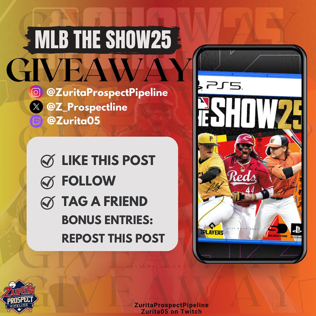 Zurita0️⃣5️⃣ (@zurito5) on Twitter photo MLB 25 GIVEAWAY! 🔥
Steps to enter:
🔥Follow
🔥Like and repost this pic
🔥Tag a friend
-
<a href="/Z_Prospectline/">Prospect Pipeline📝</a>
#giveaway #mlb #baseballseason #baseball MLB 25 GIVEAWAY! 🔥
Steps to enter:
🔥Follow
🔥Like and repost this pic
🔥Tag a friend
-
<a href="/Z_Prospectline/">Prospect Pipeline📝</a>
#giveaway #mlb #baseballseason #baseball