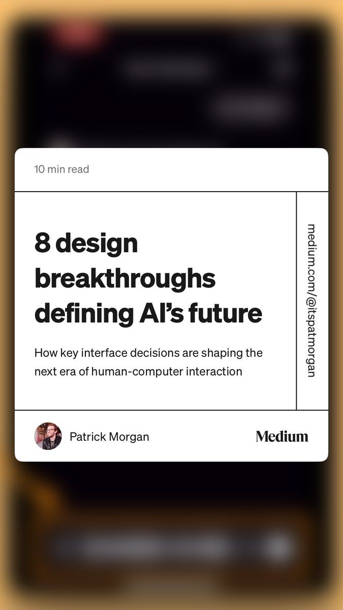 aizeadesign's tweet photo. 8 design breakthroughs defining AI’s future by Patrick Morgan  https://t.co/56txKO6aXm https://t.co/kGuYHAw21l
