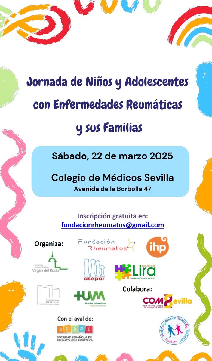 ReumaHUValme's tweet image. 📍El sábado 22 de marzo os esperamos en la "Jornada de #niños y #adolescentes con #enfermedadesReumáticas y sus familias", en la que participará la Dra Velloso de @ReumaHUValme junto con otras especialistas. Info y programa👇#reumatologíaPediátrica #multidisciplinar #SaveTheDate