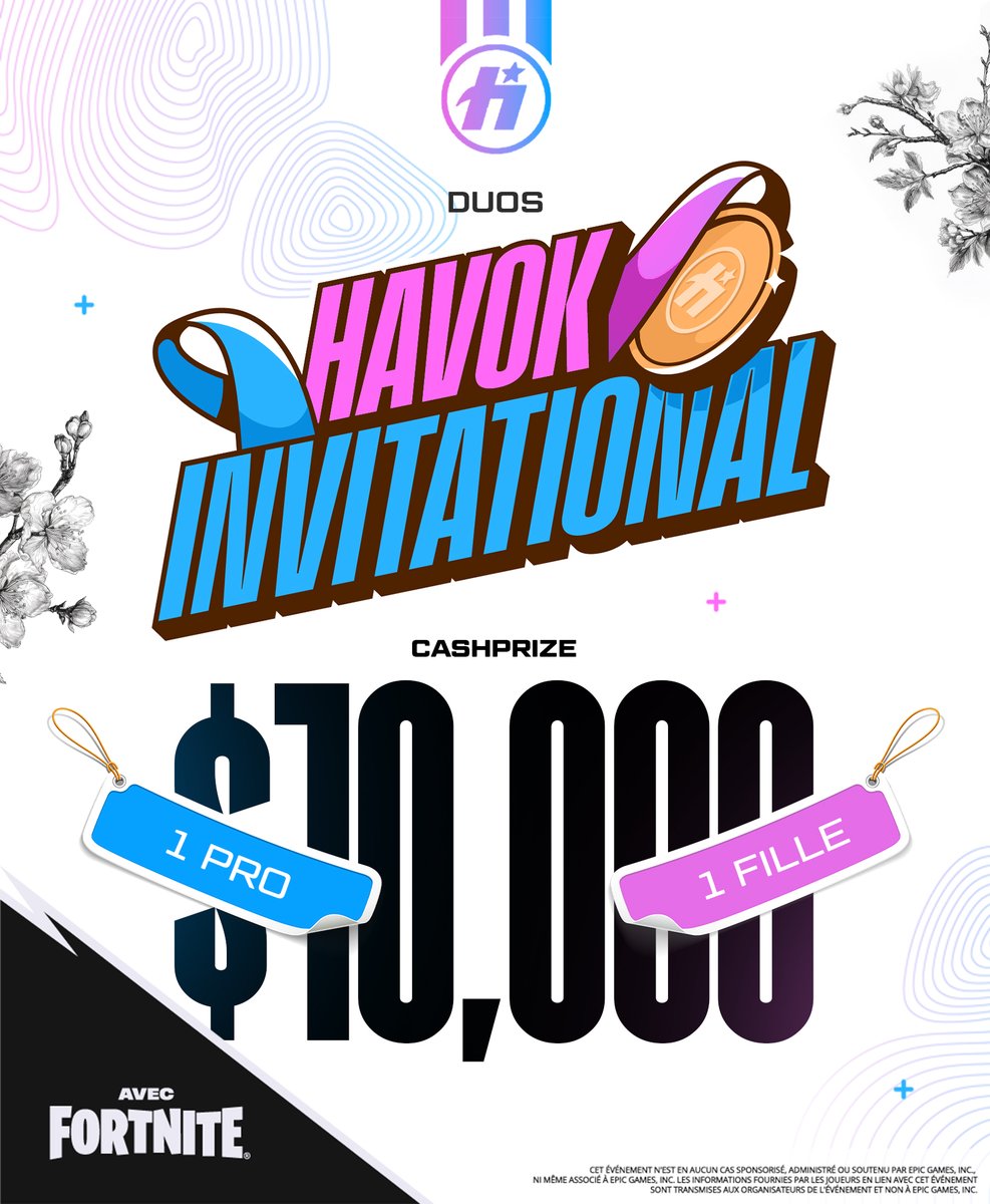 Team HavoK (@hvkggs) on Twitter photo Nous sommes heureux de vous annoncer le premier HavoK Invitational en collaboration avec <a href="/FortniteFR/">Fortnite 🇫🇷 officiel</a> 🏆
👫 Duo Mixte (1 joueur pro + 1 fille)
💸 10.000$ de cashprize
🔒 Sur invitation
Rendez-vous très bientôt pour avoir plus d'infos... 👀 Nous sommes heureux de vous annoncer le premier HavoK Invitational en collaboration avec <a href="/FortniteFR/">Fortnite 🇫🇷 officiel</a> 🏆
👫 Duo Mixte (1 joueur pro + 1 fille)
💸 10.000$ de cashprize
🔒 Sur invitation
Rendez-vous très bientôt pour avoir plus d'infos... 👀