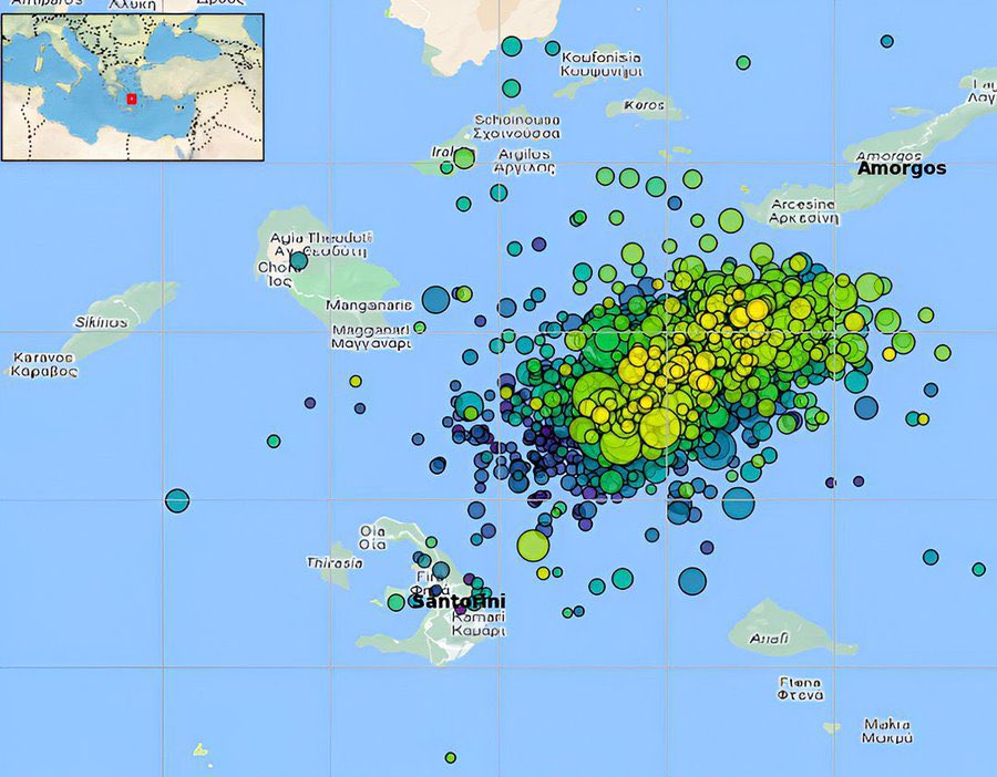 24weather24's tweet photo. VOLCANIC ALERT: Greece's scientific committee warns of potential volcanic activity around #Santorini.
🌋 #BreakingNews | #SantoriniVolcano | #GreekEmergency
📌 Schools in the area are closed for another week.
Stay on top of the situation - Follow Now and Subscribe Immediately!
#Greece #Earthquake #SantoriniEmergency #NewsUpdate
@WeatherKuwait