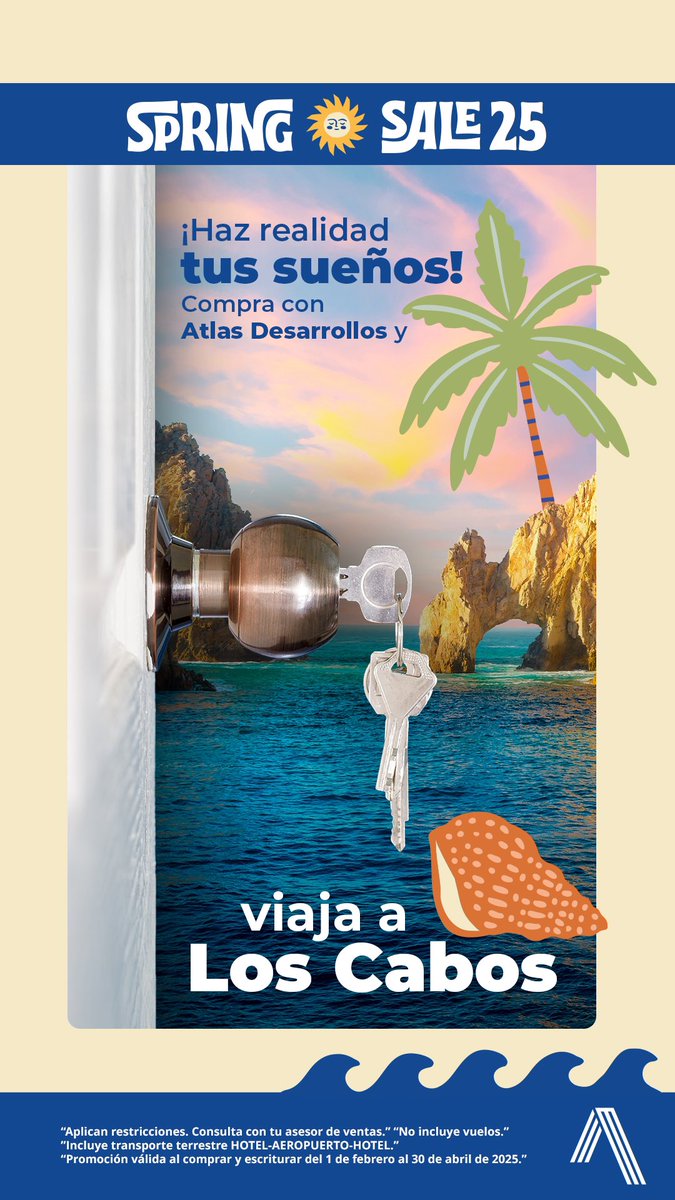 📦 Nuevo hogar + vacaciones, ¿listo? 🏡.
 Al cerrar tu trato con Atlas Desarrollos, podrías ganar un viaje doble a Los Cabos: 4 días, 3 noches, todo incluido en Hotel Secrets. Cambia tu vida hoy. ¡Hazlo posible! 🌊 #SpringSale