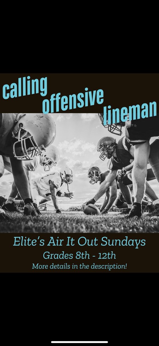 🏈 Who: High School OL Athletes
📍 Where: Elite Training Academy
📅 When: 5-Week Camp
  Dates: February 16, February 23, March 9, March 16, &amp; March 23

 • High School: 3:30 PM - 5:00 PM
🔹 Focus Areas:
✅ Offensive Line (OL)

Sign up now on our website at EliteTrainingAcademyBR.com