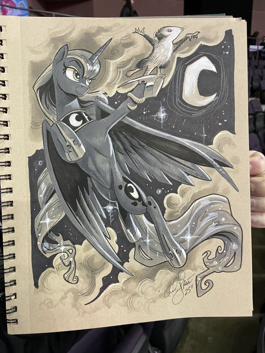 AndyPriceArt's tweet photo. Before, during, after- greyscale Luna and Tiberius at @RealPensacon #mlp #comics https://t.co/tP2uHjEUzh