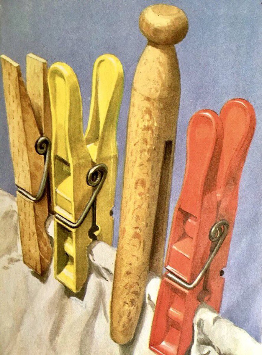 Beautiful everyday Ladybird things
‘Clothes pegs’

Artist: Harry Wingfield 
Forth Picture Book, 1971
