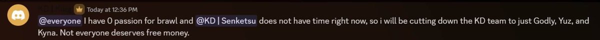HAHA this guy

"not everyone deserves free money" 

fucking loser org hahaha dude cut all his players and said bullshit. shows you how worthless you can be to some of these orgs that're underpaying you and only see you as a way to benefit them. ran out of daddy's money