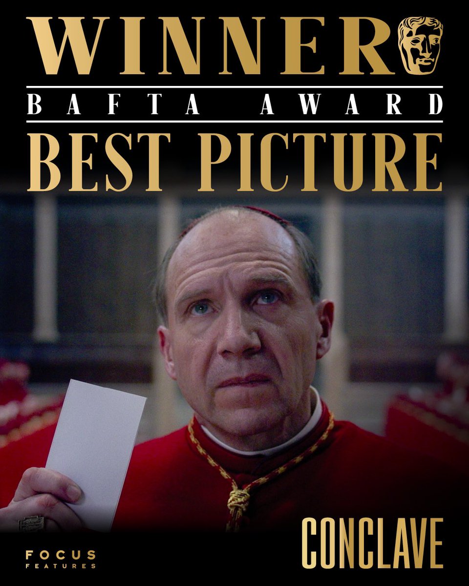 Edward Berger’s CONCLAVE is a BAFTA Award winner for BEST PICTURE OF THE YEAR. #EEBAFTAs