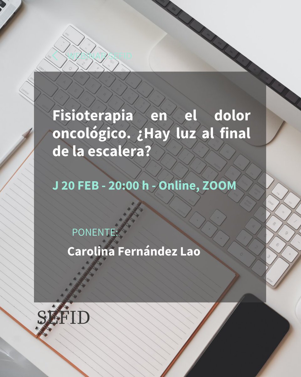 🗓️ Esta semana no te olvides de agendar nuestro webinar mensual dedicado al dolor oncológico. Inscripción gratuita.

🖊️ Toma nota: Jueves 20/02/2025 a las 20:00h.