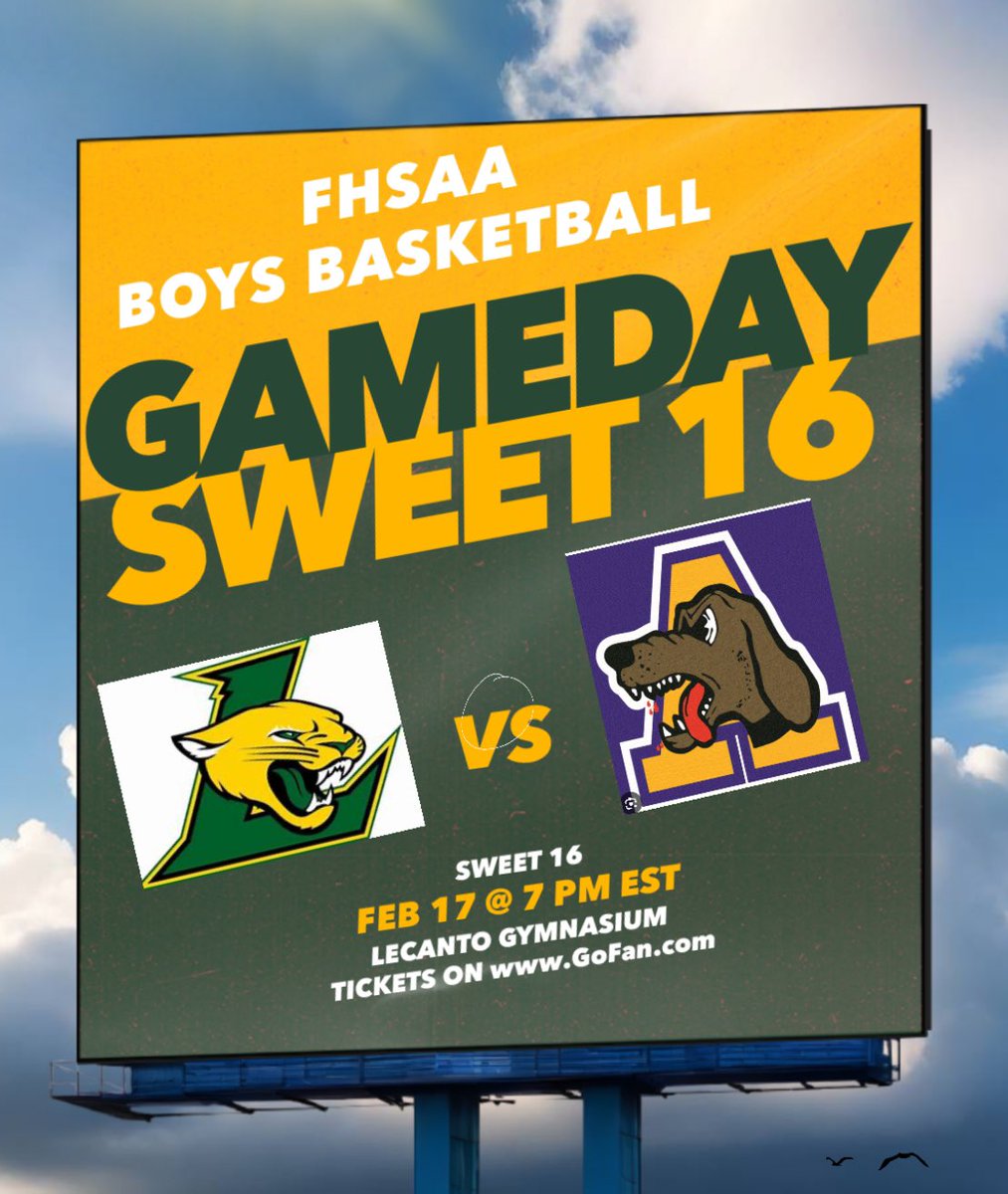 PANTHER ALERT: 24 hours away! SWEET 16 Boys Basketball: Lecanto vs. Auburndale at 7 PM in the Den! Tickets available on GoFan.com REMEMBER it is a GREEN OUT &amp; SHARE THIS POST. Achieving Greatness, every Panther, every day. It is The PantherWay! #TPW #onelecanto_news