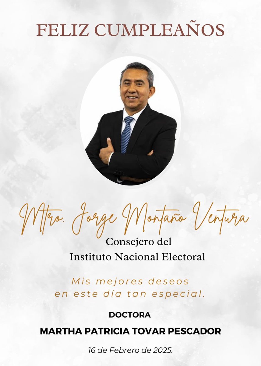 Muchas felicidades Consejero <a href="/Montano_Ventura/">Jorge Montaño Ventura</a>!
Que sea un nuevo ciclo de vida de muchos éxitos.