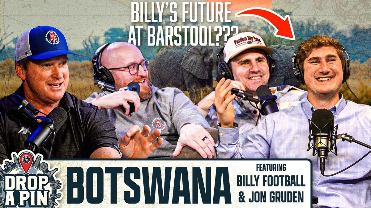 Tomorrow on Drop A Pin we are joined by <a href="/Billyhottakes/">Billy 🏈</a> to discuss his recent disappearance from the internet and his future with Barstool Sports along with his adventures in Africa <a href="/BarstoolGruden/">Jon Gruden</a> also joins us for another segment of Gettin’ Cultured
