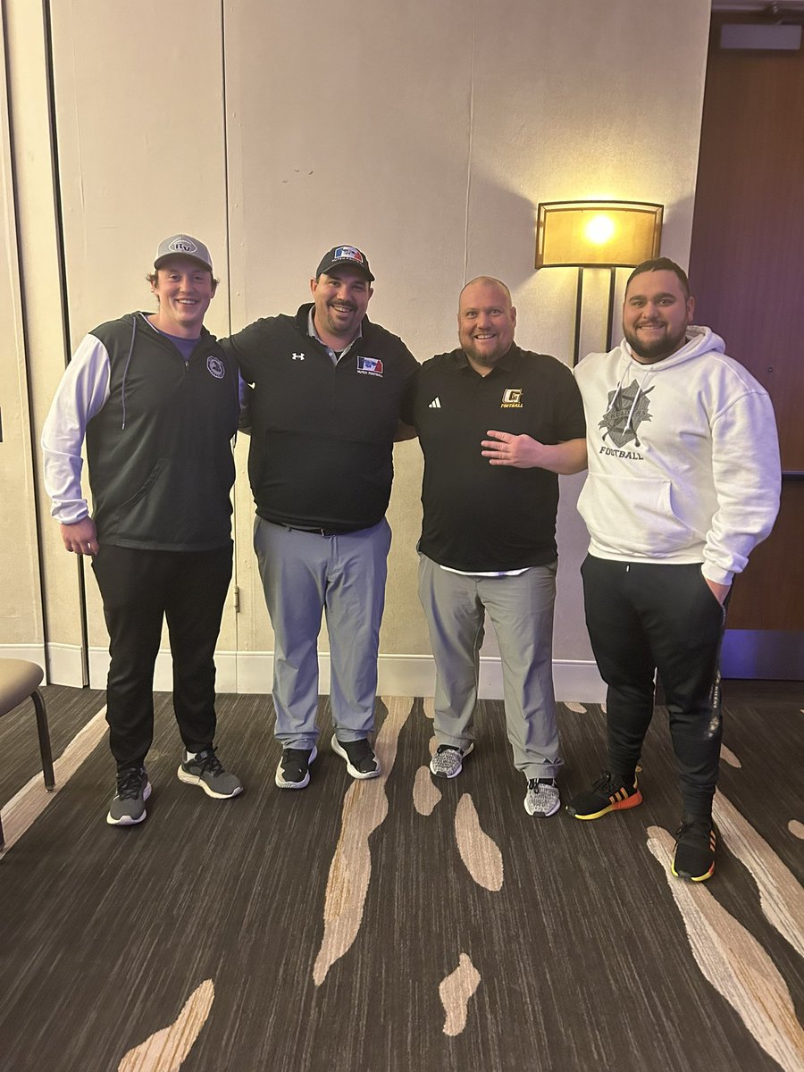 Tony Koehling (@coachk_hutchfb) on Twitter photo Coolest part of speaking at the <a href="/KSHSFOOTBALL/">KFBCA</a> clinic.. following <a href="/Coach_Landgren/">Kurt Landgren</a> & having two of our former players in attendance! <a href="/Cruz_HHE2750/">Cole Cruz</a> & <a href="/CoachJ_Roy/">Jarrett Roy</a> both in coaching now! Both played for him at Dodge & then for me at ESU! Had 6 former <a href="/esuhornetsfb/">ESU Hornet Football</a> players there! #FOE Coolest part of speaking at the <a href="/KSHSFOOTBALL/">KFBCA</a> clinic.. following <a href="/Coach_Landgren/">Kurt Landgren</a> & having two of our former players in attendance! <a href="/Cruz_HHE2750/">Cole Cruz</a> & <a href="/CoachJ_Roy/">Jarrett Roy</a> both in coaching now! Both played for him at Dodge & then for me at ESU! Had 6 former <a href="/esuhornetsfb/">ESU Hornet Football</a> players there! #FOE