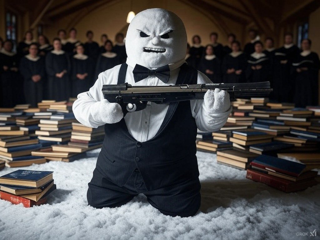 GregorianSwears's tweet photo. I asked Grok to draw me as a snowman. Then I asked Grok to draw me as a snowman choirmaster. Grok knows you've got to keep those choristers in line. https://t.co/W31lx9ymek