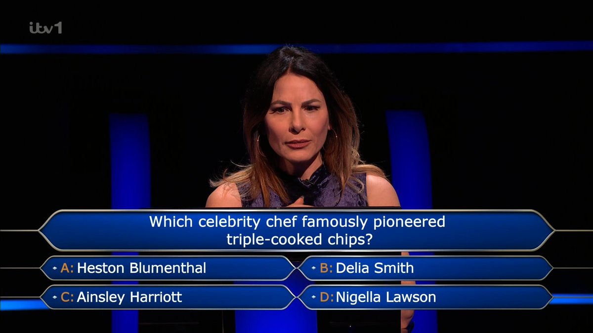 Ainsely is simply not a chef

#whowantstobeamillionaire