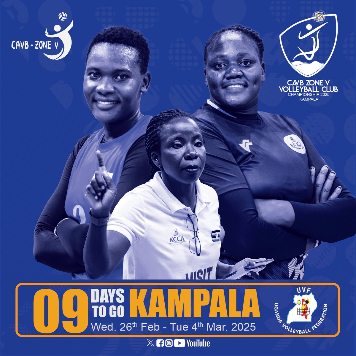 CAVBZoneV (@cavbzone5) on Twitter photo 3x3 days left...
The owners of the City...
Africa Zone V Club Championship.
Feb. - 4th Mar. 2025
Lugogo Indoor Stadium - Kampala
<a href="/CAVBPress/">CAVB</a>
<a href="/Ugvolley/">Volleyball Uganda</a> <a href="/KCCAvolleyb/">KCCA VC-SQUAD</a>
<a href="/KenyaVolley/">Kenya Volleyball Federation</a>
<a href="/Rw_Volleyball/">FRVB | RWANDA VOLLEYBALL</a>
<a href="/Bdi_vollleyball/">Fédération Burundaise de Volleyball</a>
<a href="/tzvolleyballfed/">Tanzania Volleyball Federation</a>
#Zone5Volleyball 3x3 days left...
The owners of the City...
Africa Zone V Club Championship.
Feb. - 4th Mar. 2025
Lugogo Indoor Stadium - Kampala
<a href="/CAVBPress/">CAVB</a>
<a href="/Ugvolley/">Volleyball Uganda</a> <a href="/KCCAvolleyb/">KCCA VC-SQUAD</a>
<a href="/KenyaVolley/">Kenya Volleyball Federation</a>
<a href="/Rw_Volleyball/">FRVB | RWANDA VOLLEYBALL</a>
<a href="/Bdi_vollleyball/">Fédération Burundaise de Volleyball</a>
<a href="/tzvolleyballfed/">Tanzania Volleyball Federation</a>
#Zone5Volleyball