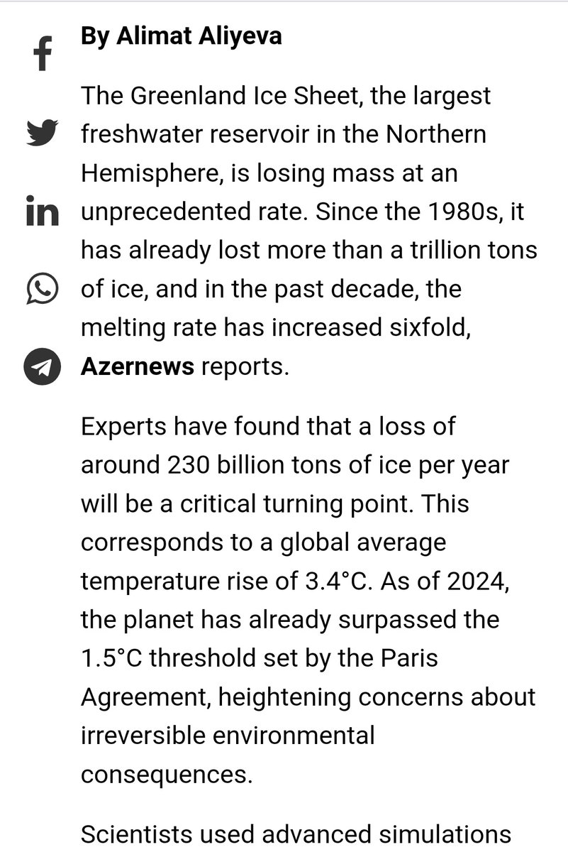 StreetTreck's tweet photo. ♻️ #Melting o #Greenland's #glaciers #accelerates #sixfold in 10 #years. #GreenlandIceSheet, #largest #freshwaterreservoir in #NorthernHemisphere, #losing #mass at #unprecedented #rate. Since 1980s, already #lost #trillion #tons o #ice.

#StreetTreck🛤️ 
https://t.co/uhL1z28fXr https://t.co/c9VGiTD0JZ