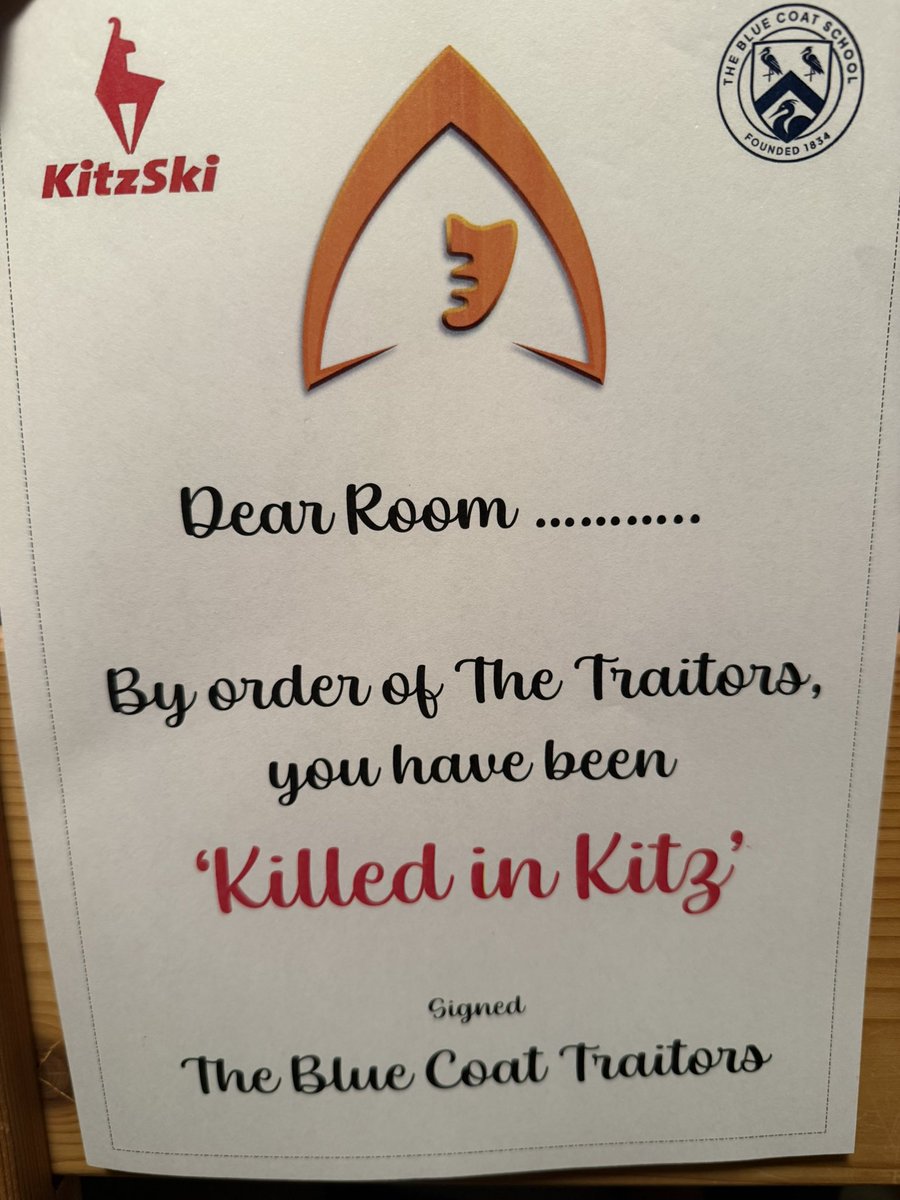 Blue Coat Ski Traitors ready to strike again… 🎭⛷️

Night two, and no traitors were found. Time to step it up—find them before they find you! 👀 #TrustNoOne #SkiTraitors #Kitzbühel <a href="/ClaudiaWinkle/">Claudia Winkleman</a> <a href="/BCOldham/">The Blue Coat School</a>