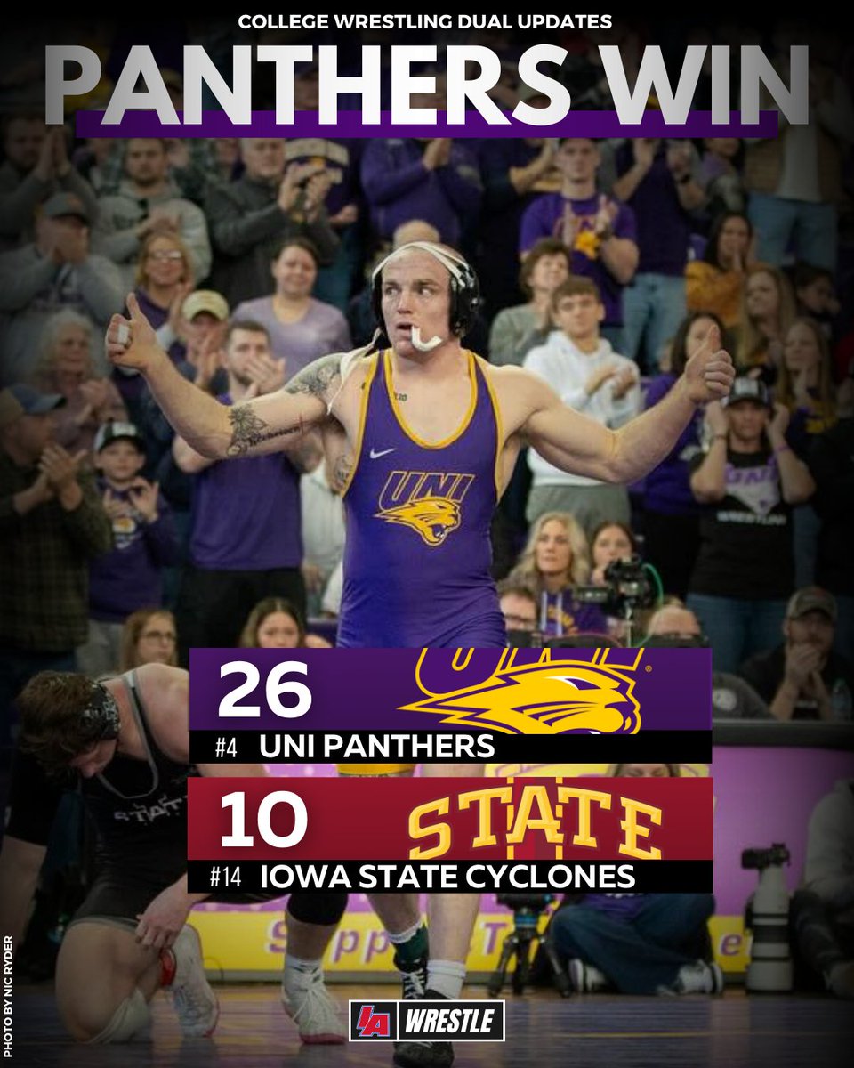 IAwrestle's tweet image. #PantherTrain with their first victory over Iowa State since 2019! 🚂

#IAwrestle