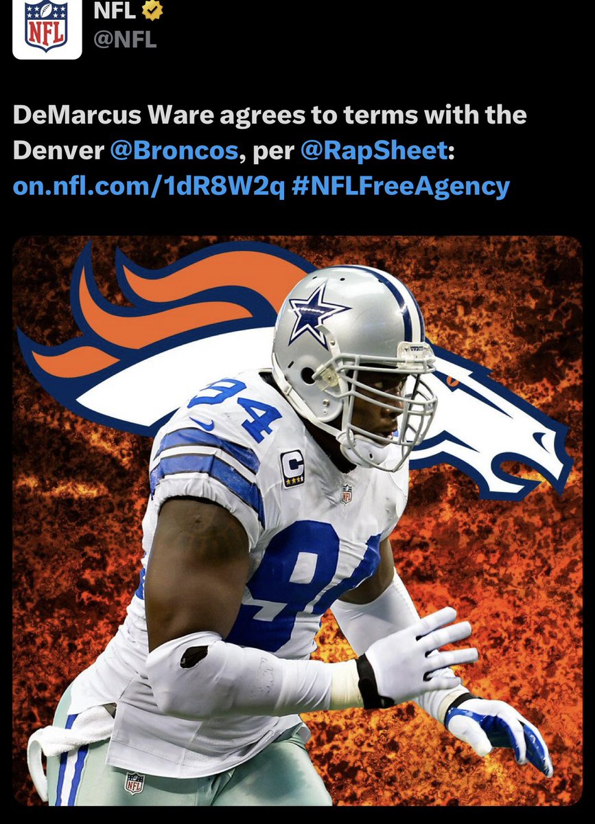 NixForSix's tweet photo. After the embarrassing SuperBowl loss , Denver stopped fucking around and signed 3 DAWGS to fix that defense 
Would love to see Denver make these kinda moves to help our OFFENSE this year https://t.co/HA3eYMeT1H