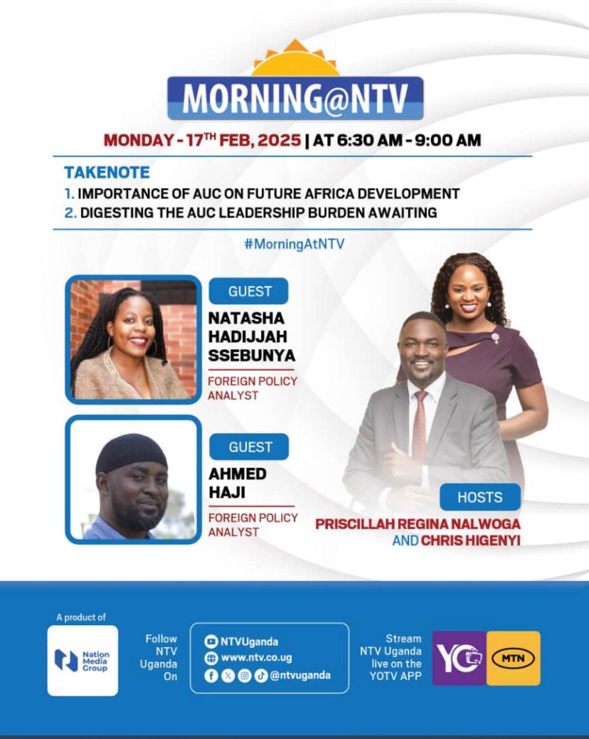 CPSS_Ug's tweet image. Don&apos;t miss out! Join us TOMORROW at 7:30 am. @NTVUganda as we dive into the #ImportanceOfAUCOnFutureAfricaDevelopment &amp;amp; #DigestingAUCLeadershipBurdenAwaiting A critical conversation you can&apos;t afford to miss!
#AfricanUnionCommission
@fca_uganda 
@KasUganda 
@DailyMonitor