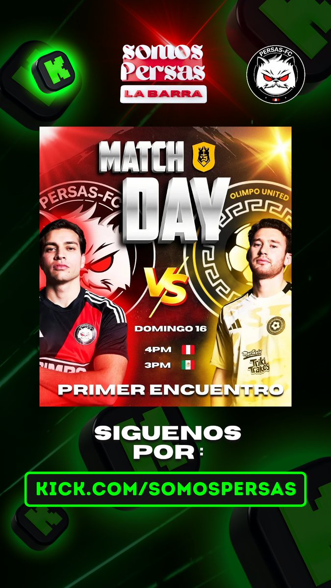 SomosPersas's tweet photo. VAMOS PERSAS!! 🐱🟢 Vamos con todo!! Mira el encuentro con los hinchas:
https://t.co/FvgJlqfbEu
#fcpersas #KingsLeagueAmericas #kingsleague #elzeein #nicolaporcella https://t.co/C80xF6Pvb9