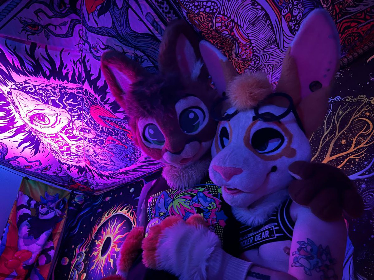 Me and <a href="/FlipbunnyAD/">FlipBunnyAD / ScampRedPanda</a> at a party last night 💜 so cute