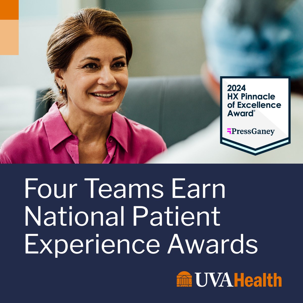 UVA Health (@uvahealthnews) on Twitter photo We're proud to announce that #UVAHealth received four <a href="/PressGaney/">Press Ganey</a> 2024 Pinnacle of Excellence Awards! 🏆 These awards honor sustained performance on patient experience measures over 3 years with just four organizations honored per category.
Learn more: bit.ly/41eNouD We're proud to announce that #UVAHealth received four <a href="/PressGaney/">Press Ganey</a> 2024 Pinnacle of Excellence Awards! 🏆 These awards honor sustained performance on patient experience measures over 3 years with just four organizations honored per category.
Learn more: bit.ly/41eNouD