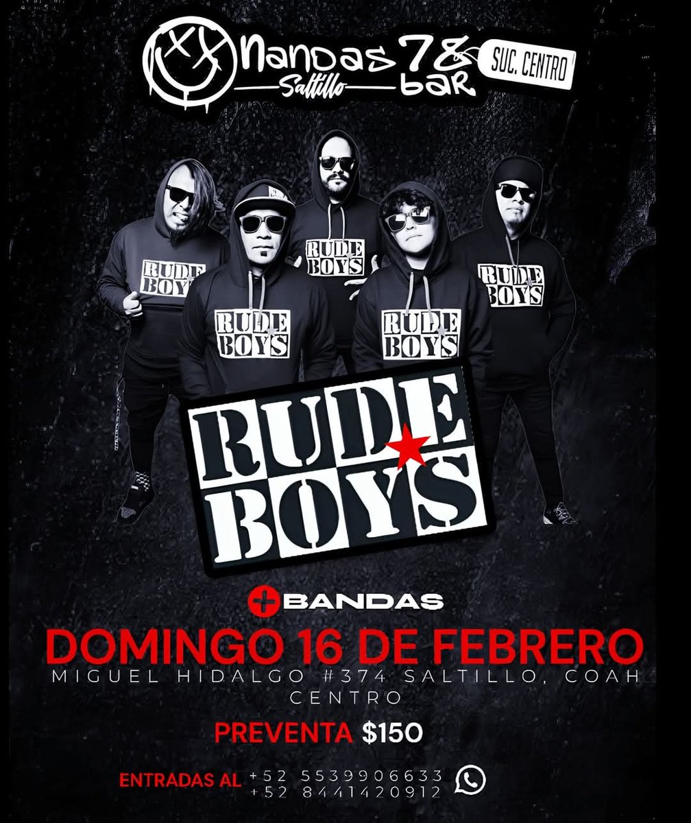 Hoy nos vemos en SALTILLO💥😎👇🏻
<a href="/nandas78bar/">Nandas78Bar</a> #RudeBoys #Ska #Saltillo