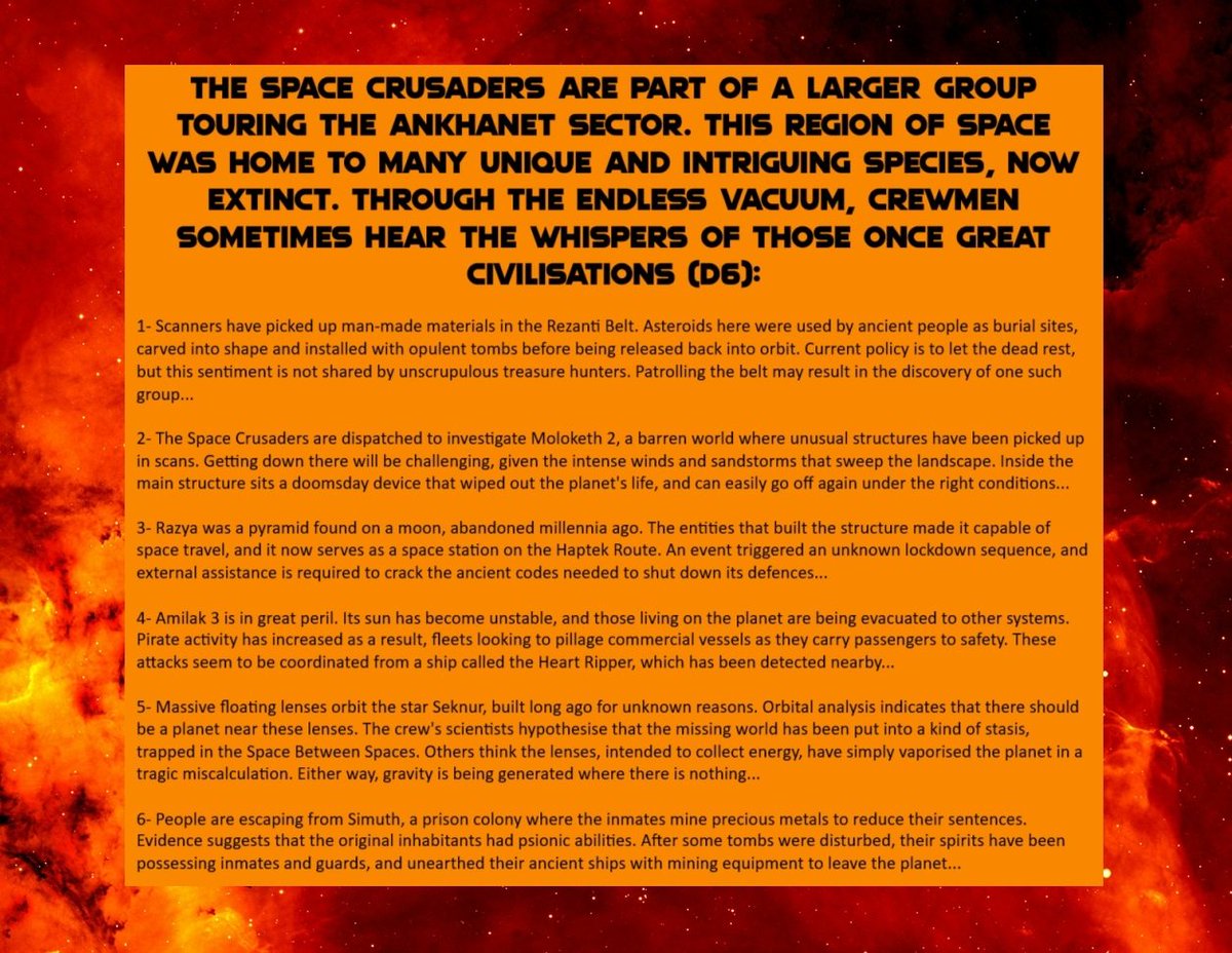200 tables! Thanks to all who support this endeavour!
The Ankhanet Sector #ttrpg #sciencefiction #space #d20 #adventure #nerd #fun #scifi #starfinder #starwars #exploration 
patreon.com/GrapplingHooks