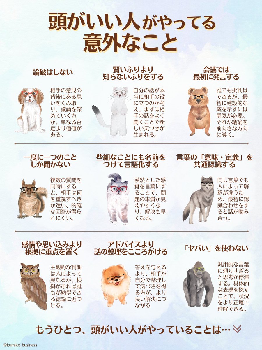 kumiko_business's tweet photo. 頭がいい人の思考をとりいれて、共感力や対人スキルを磨きたい。 https://t.co/OfXnxijBhe