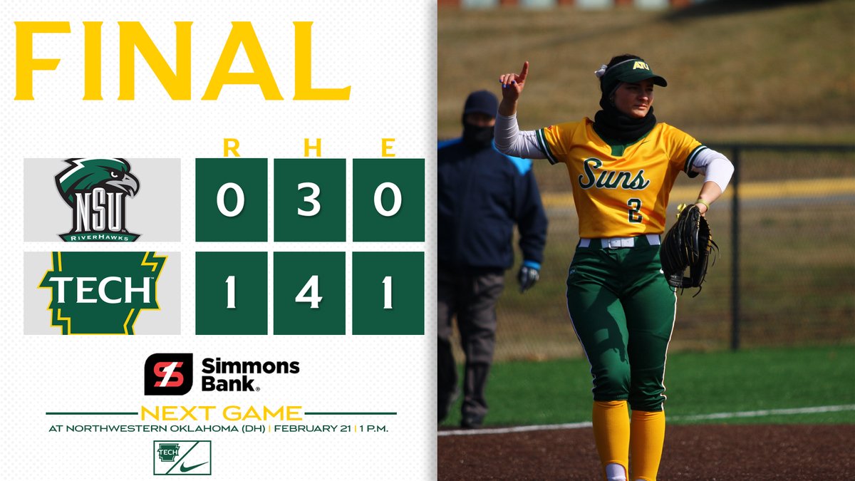 FINAL | Golden Suns blank Northeastern State twice

Alexis Findley tosses her second NO-HITTER of her Tech career! It is also the 20th all-time!

NEXT UP - road series at Northwestern Oklahoma 

#FightOn