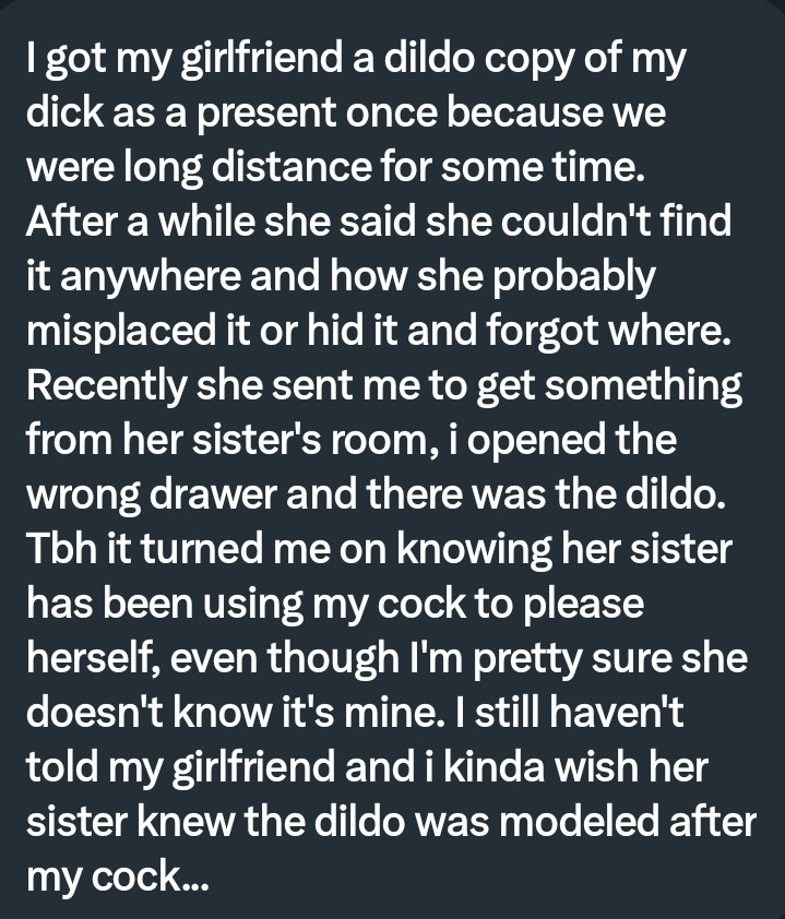 PervConfession's tweet photo. He gave his girlfriend a dildo of his cock and her sisters uses it https://t.co/o4WcEd2w4u