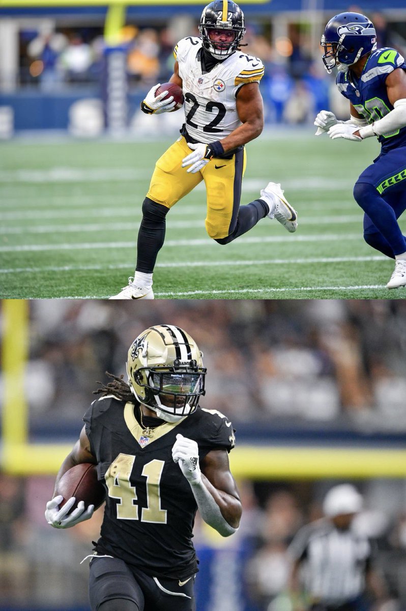 MLFootball's tweet photo. STAR: #Steelers running back Najee Harris has rushed for a thousand+ yards every season of his #NFL career.

5x Pro Bowl RB Alvin Kamara has NOT ONCE in his 8-year career rushed for 1K+ yards in a season. 

NAJEE HARRIS IS ELITE 🤯 https://t.co/ygPLDS6Oci