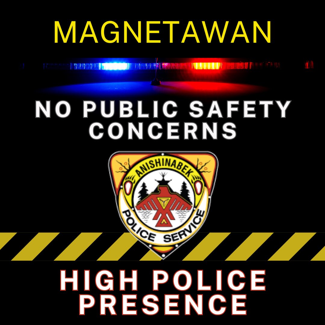 APScops's tweet photo. MAGNETAWAN First Nation- Residents may notice a high police presence in the area. Please be assured that there are no safety concerns for the community.

Miigwech to all, we appreciate your cooperation and understanding. #apscops #nosafetyconcerns #FYI #keepingyouinformed  #magnetawan