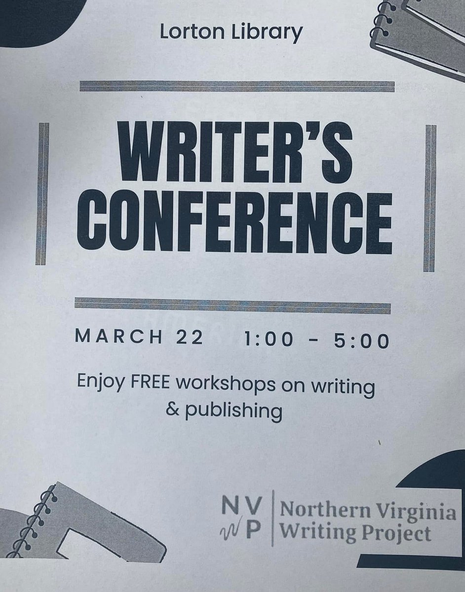 writebytherails's tweet image. Write by the Rails is invited to attend the Northern Virginia Writing Project writer&apos;s conference on March 22 at the Lorton library from 1:00 - 5:00 pm.

#writers #writingworkshop #wbtr