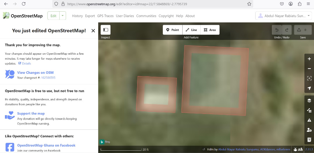 _Hijab_Girl1's tweet image. Day 16 of 28 days Mapping Challenge 
Mapped buildings using id editor 
@OSMGhana 
#28DaysMapping Challenge #OSM #MapWithLove #MapChallenge #28for28 #OSMGhana