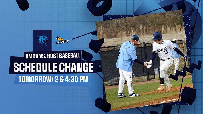 BMCU Baseball will now be playing Rust tomorrow in Millington, TN at 2 &amp; 4:30 PM 🐐🐐