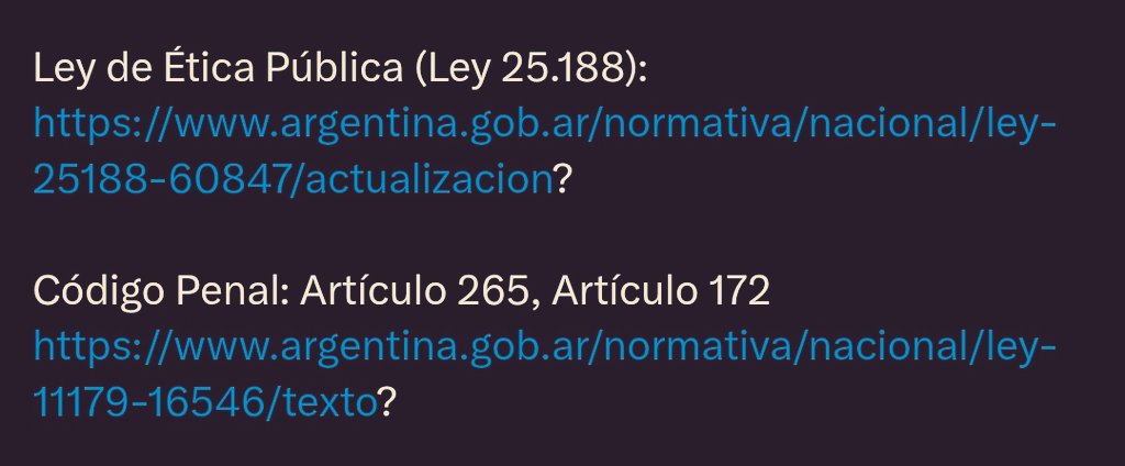 <a href="/agildominguez/">Andres Gil Dominguez</a> <a href="/JMilei/">Javier Milei</a> Supongamos que no hay dolo. Igual no debe hacerlo por la Ley 25188. De todas formas puede ser sujeto pasivo para si, o para terceros. 
Adujo impericia. Entonces no debe ser presidente, y del juicio político no lo salva nadie.