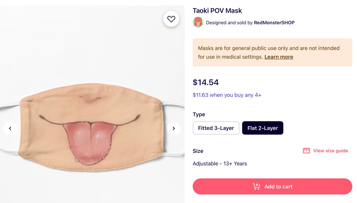 A Taoki’s tongue mask is now available on my shop. 🧡

#redbubble #redbubbleshop #neko #tongue #monsterboy