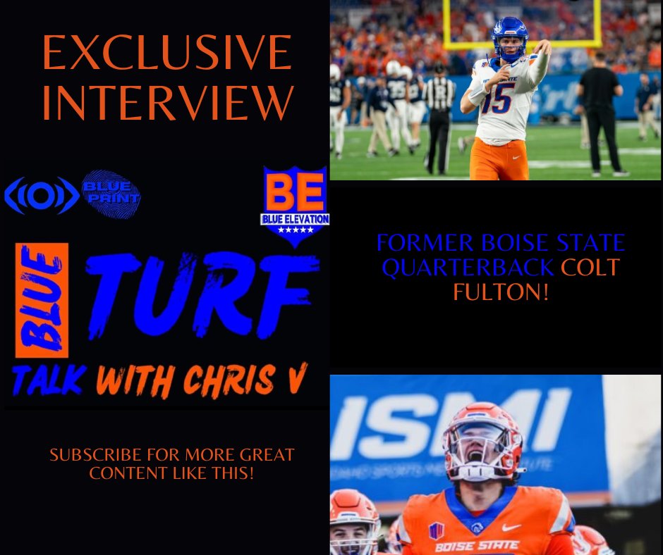 I'm excited to announce the first player interview with "Blue Turf Talk with Chris V"

Former #BoiseState Quarterback Colt Fulton! I'm excited to hear Colts perspective on this past season, what the QB room was like and his favorite memories playing for the Broncos! 

Be on the