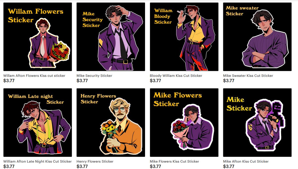 Pyco_P's tweet image. I sold out of the William keychains, there&apos;s 2 Mike left (I&apos;m restocking in a week or two and they&apos;ll permanently be in stock)

BUT I&apos;M DOING STICKERS NOW!!! UNTIL MY NEXT MERCH LAUNCH😭💕

#FNAF #Williamafton #mikefnaf

etsy.com/shop/PycoProdu…