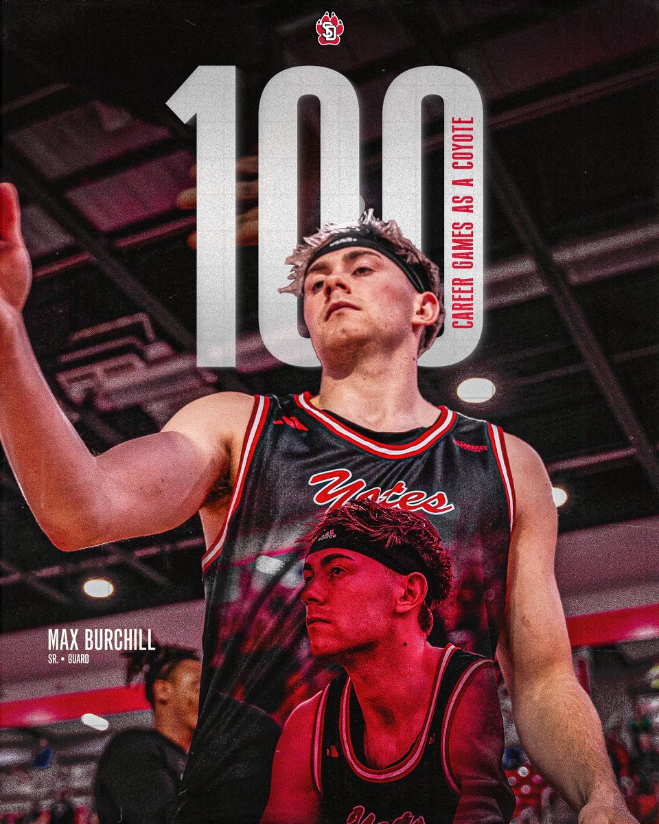 SDCoyotesMBB's tweet image. 100 career games as a Coyote for @MaxBurch5!

#GoYotes x #WeAreSouthDakota