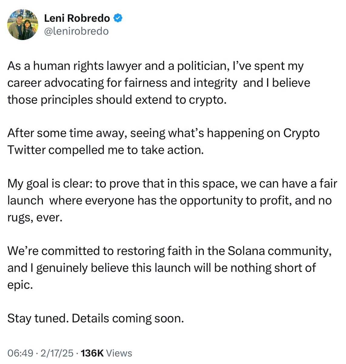 Aika Robredo (@aikarobredo) on Twitter photo .<a href="/lenirobredo/">Leni Robredo</a>’s account has been hacked. The tweet below is not hers. Her team is currently working on regaining access. Please be warned, and thank you. .<a href="/lenirobredo/">Leni Robredo</a>’s account has been hacked. The tweet below is not hers. Her team is currently working on regaining access. Please be warned, and thank you.