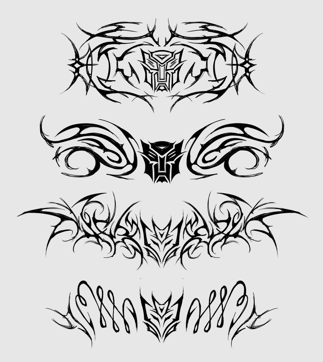 rammyroe's tweet photo. designed some transformers tramp stamp tattoos for fun.. would you go with autobot or decepticon https://t.co/0zzfoj0F9o