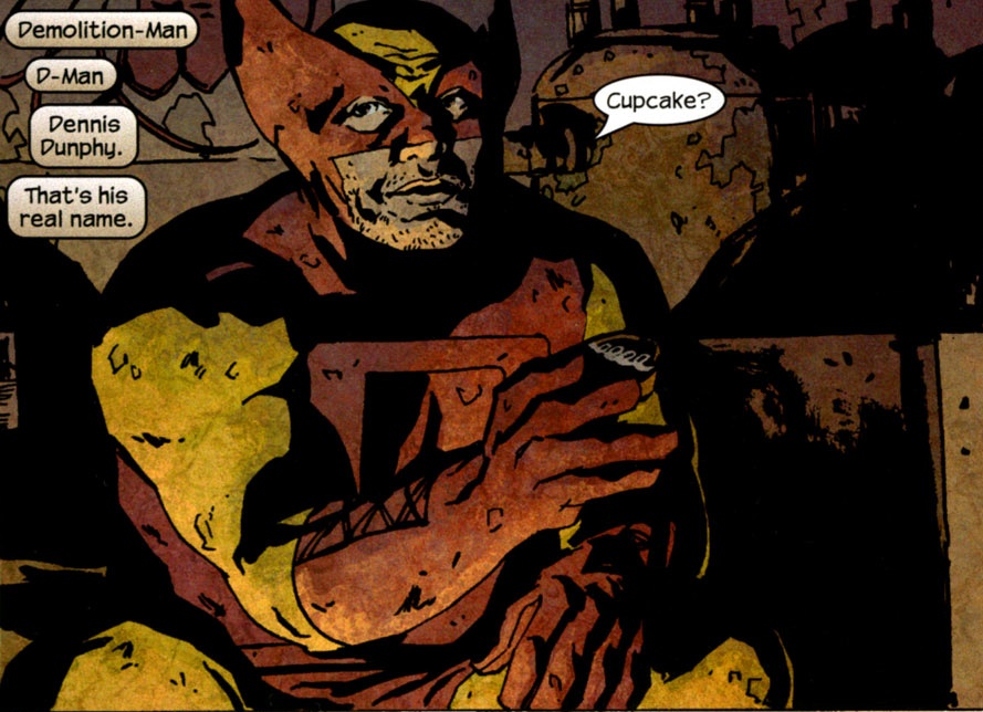 Shawstacular's tweet image. Brave New World has a lot of stuff, but it surprises me how no one is talking about how they introduced Dennis Dunphy, Demolition Man, and instead of him being a wrestler inspired by Captain America and empowered by Power Broker, they just made him a Navy SEAL and killed him off.